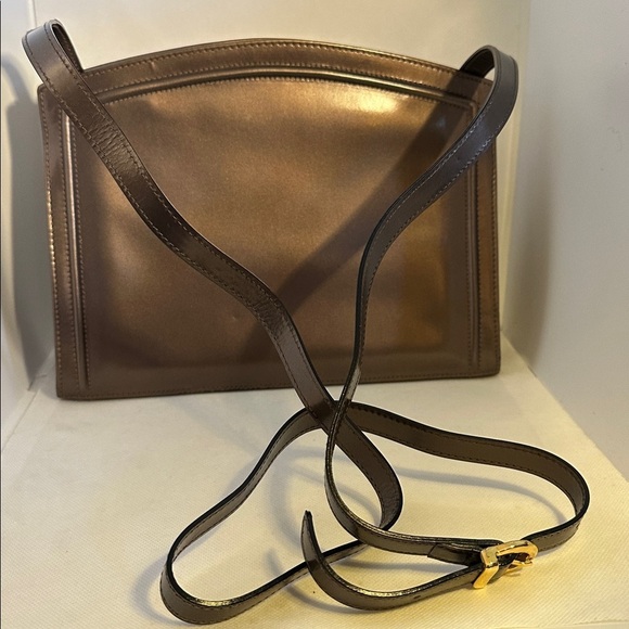 Salvatore Ferragamo Handbags - Salvatore Ferragamo Vintage Bronze Leather Bag with Removable Strap - EUC